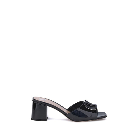 Black Calf Leather Bos Taurus Flat Sandals