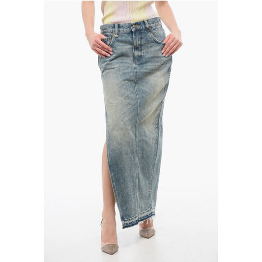 Denim Skirt with Side Slit