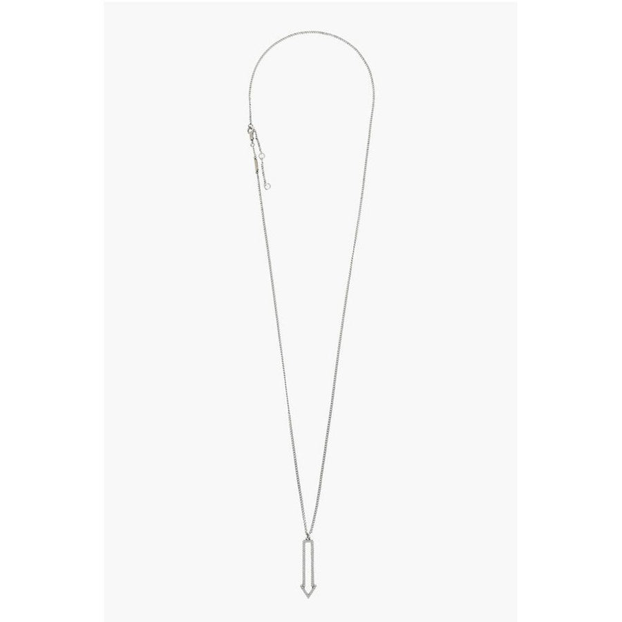 Brass Necklace with Arrow-Shaped Rhinestone Pendant