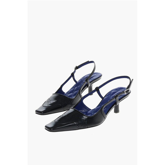 Perforated Leather Slingbacks with Squared Toe 5cm