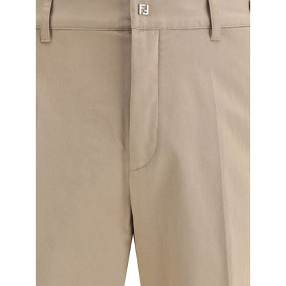 Brown Cotton Casual Pants