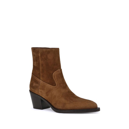 Brown Calf Leather Bos Taurus Ankle Boots