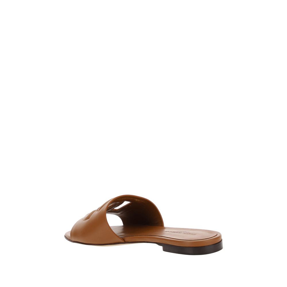 Brown Calf Leather Bos Taurus Flat Sandals