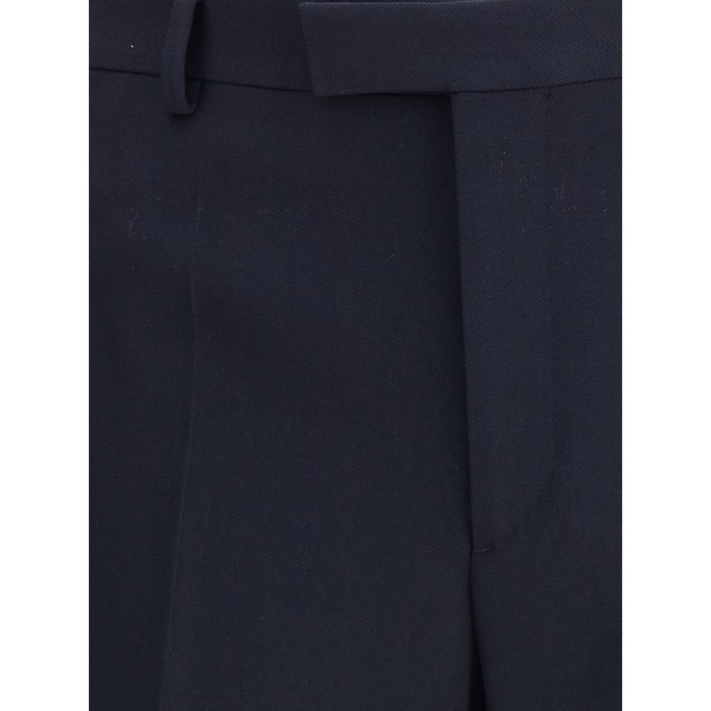 Blue Fleece Wool Dress Pants