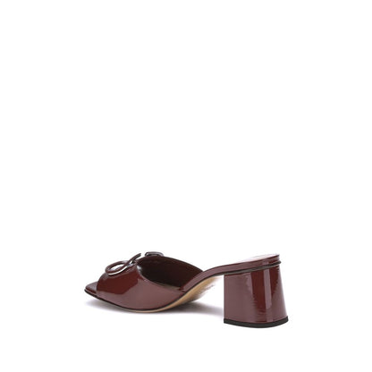 Bordeaux Calf Leather Bos Taurus Flat Sandals