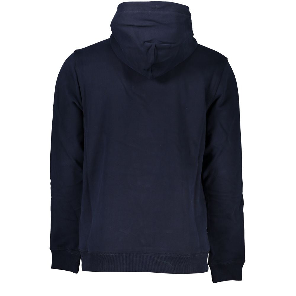 Blue Cotton Men Sweater with Hood