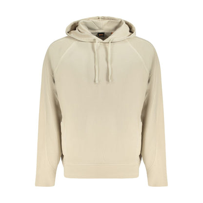 Beige Cotton Men Hoodie