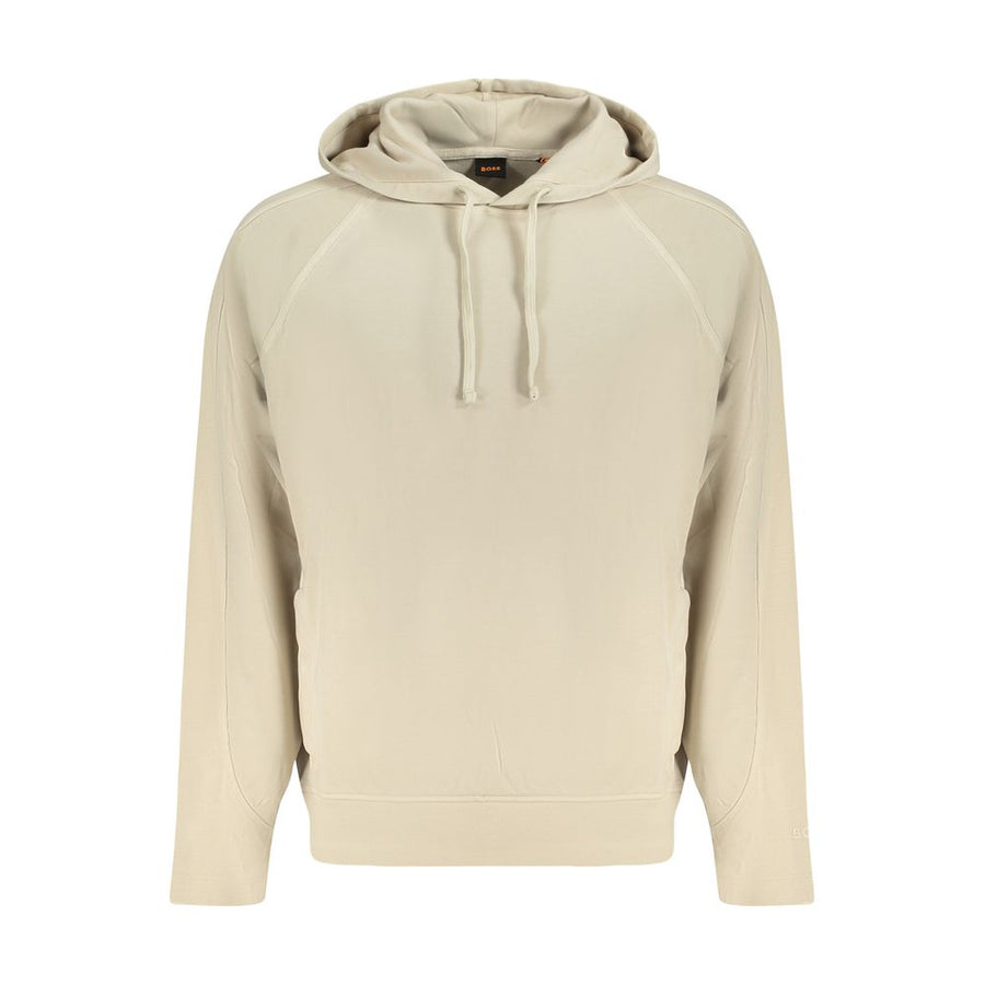 Beige Cotton Men Hoodie