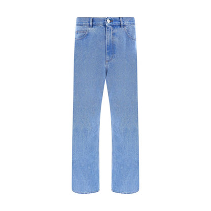 Light Blue Cotton Straight-Leg Jeans
