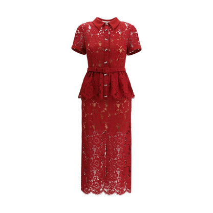 Red Cotton Casual Dress