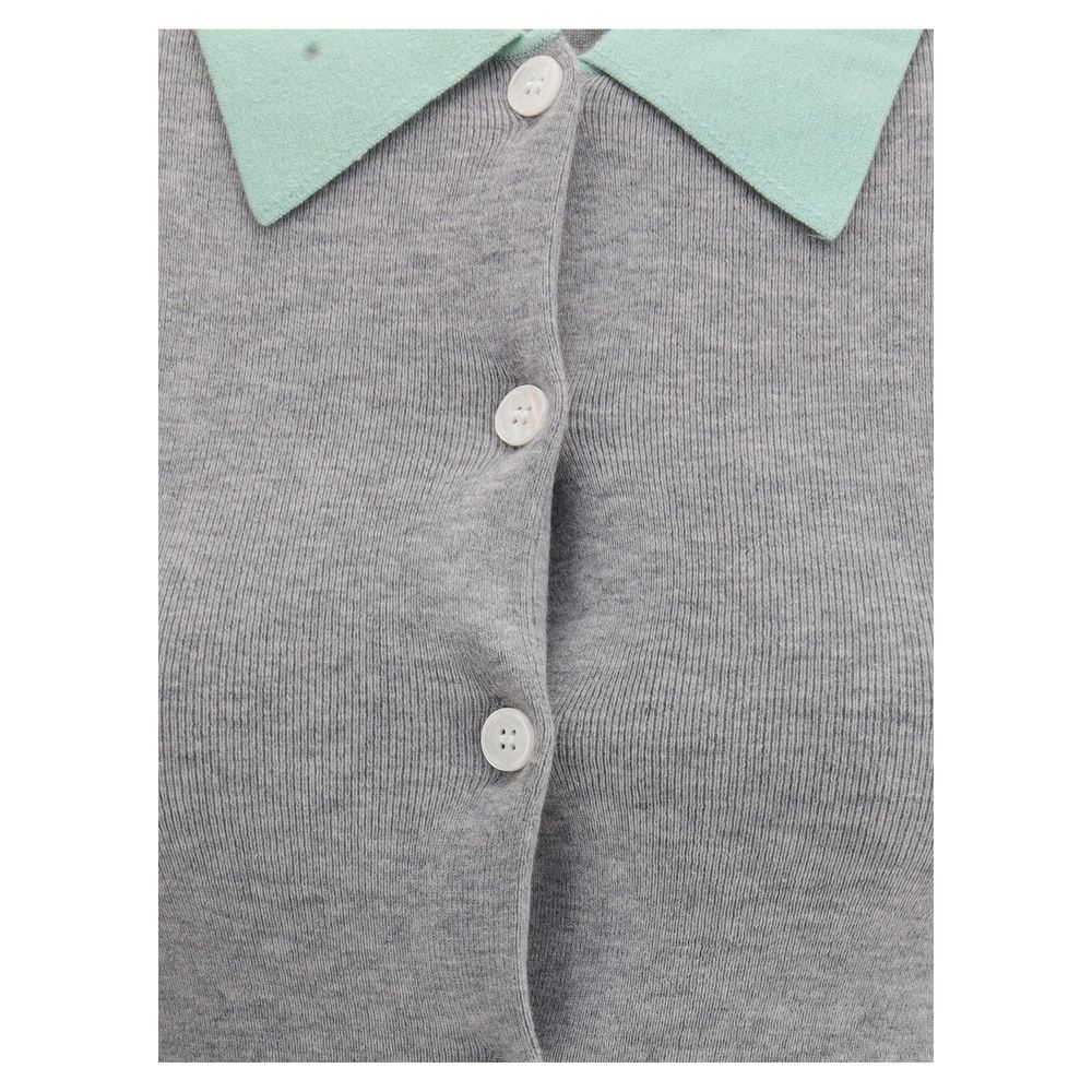 Gray Merino Wool Cardigan