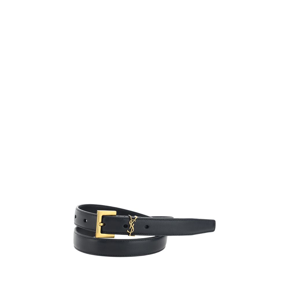 Black Calf Leather Bos Taurus Thin Belt
