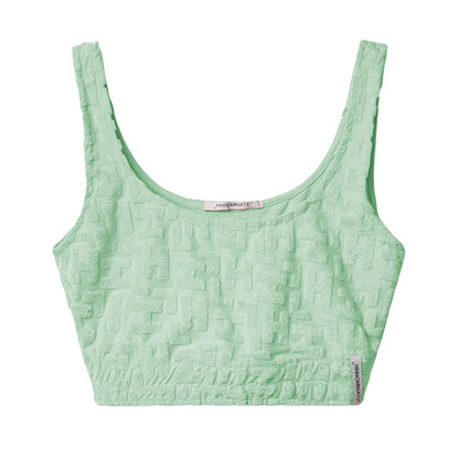 Green Cotton Women Crop Top