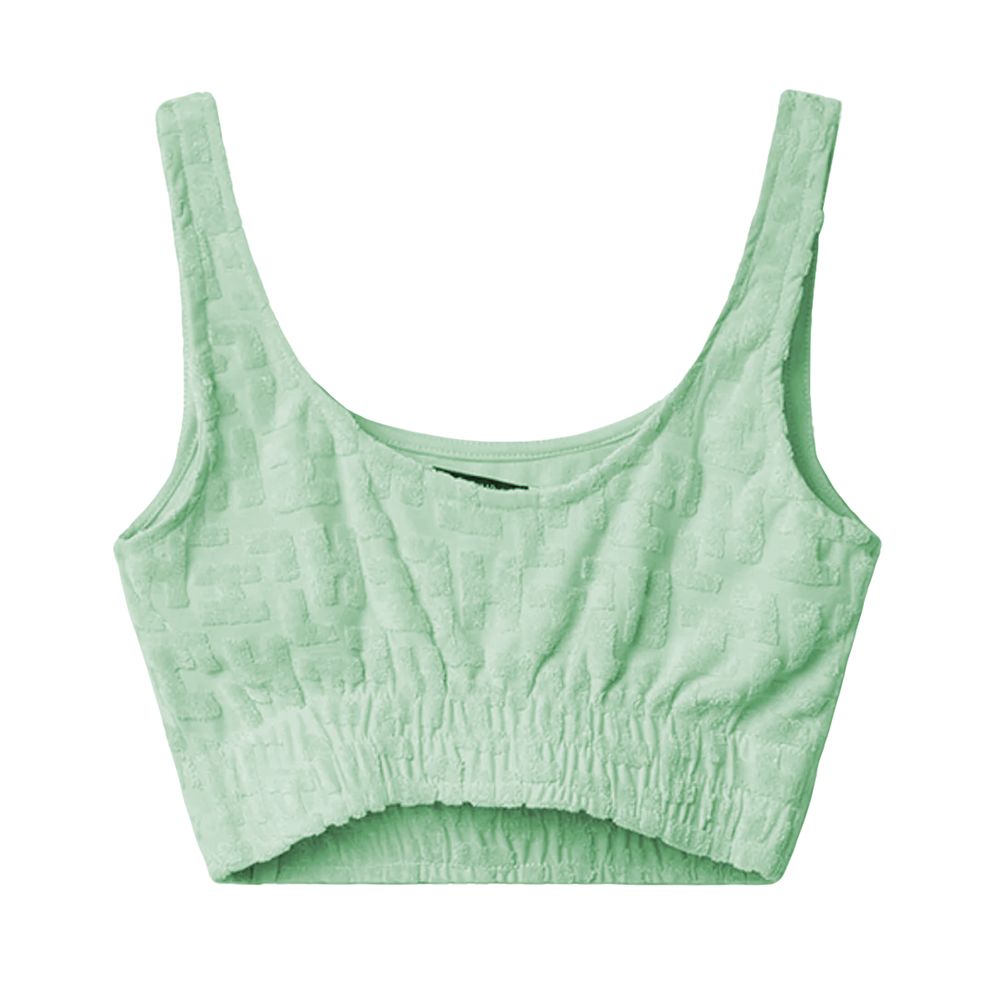 Green Cotton Women Crop Top
