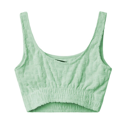 Green Cotton Women Crop Top