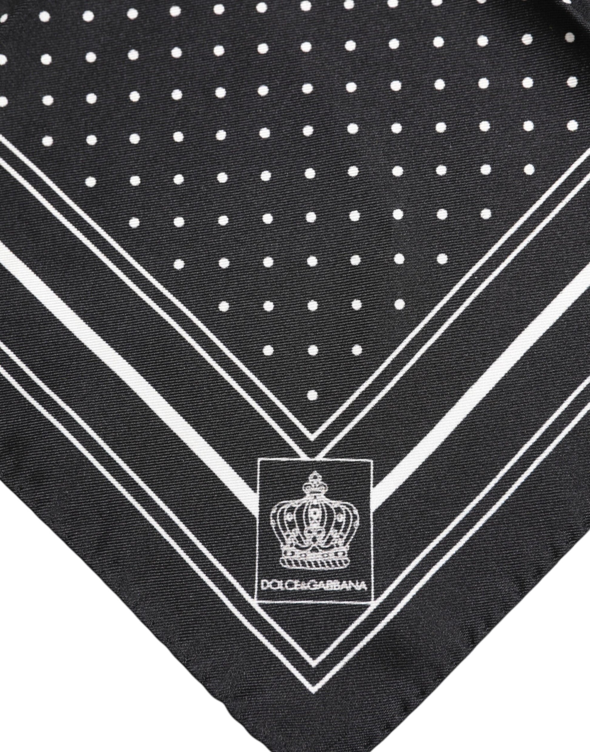 Black White Polka Dot Men Foulard Scarf