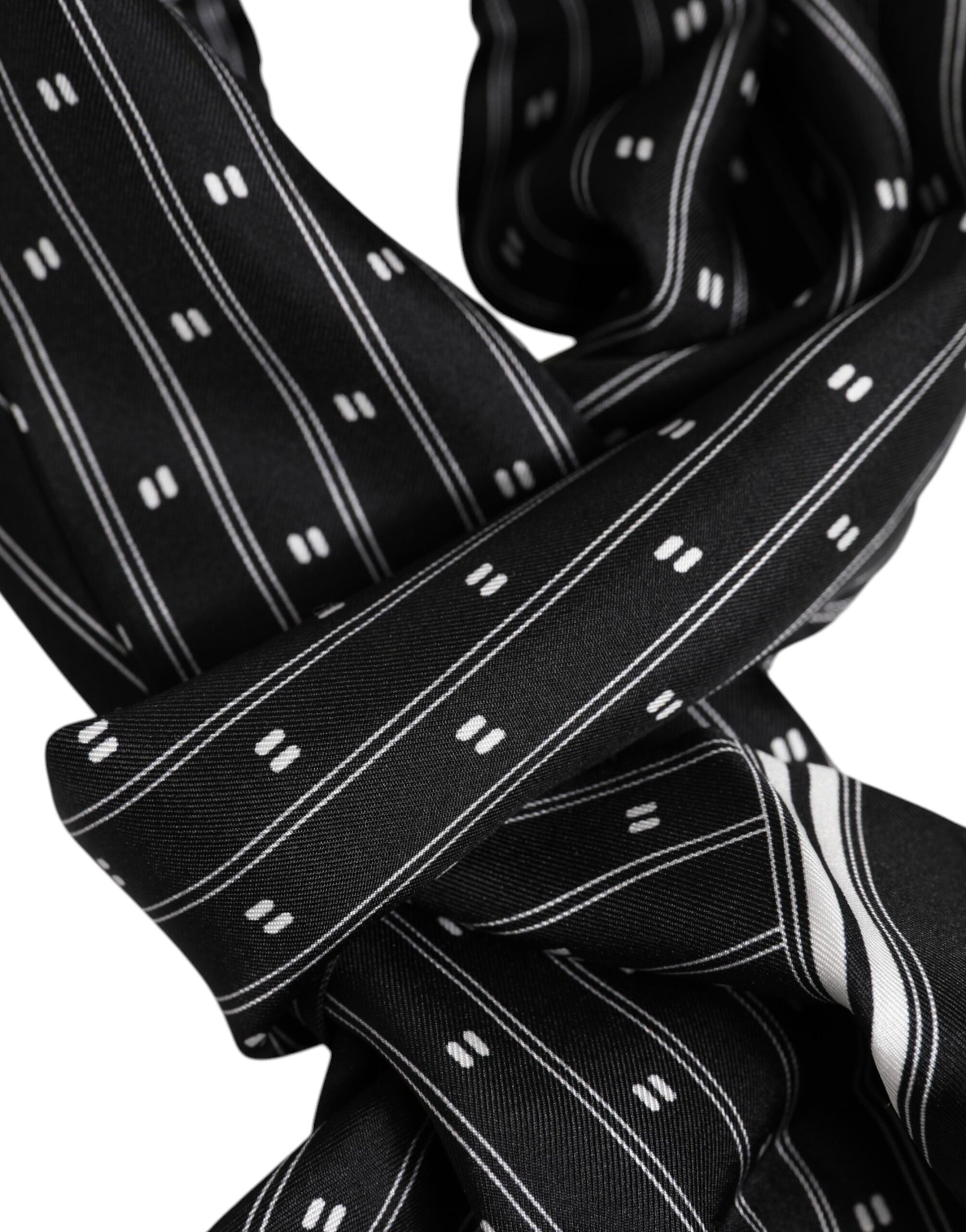 Black Silk Printed Fringes Men Foulard Scarf