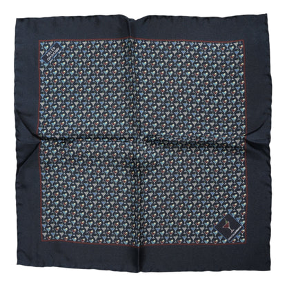 Blue Cocktail Silk Square Foulard Scarf