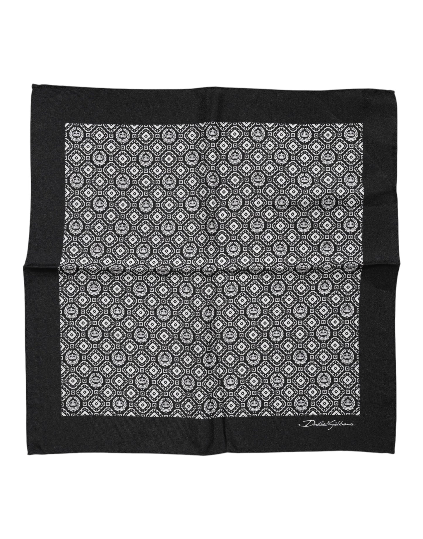 Black White Patterned Square Foulard Scarf