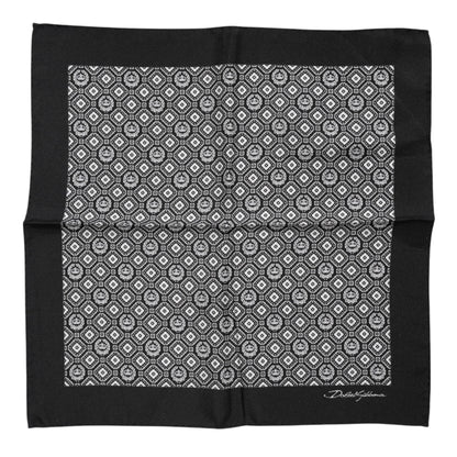 Black White Patterned Square Foulard Scarf