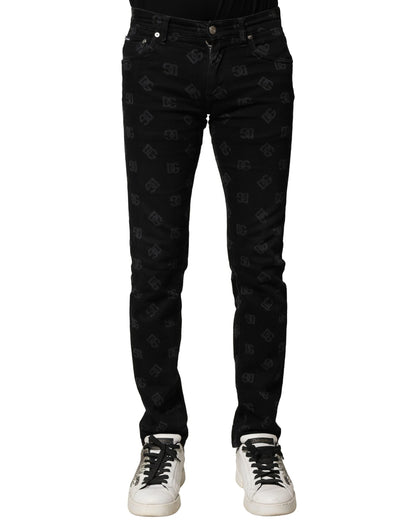 Black Cotton DG Logo Skinny Men Denim Jeans