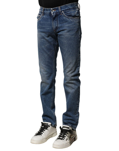 Blue Cotton Stretch Slim Fit Men Denim Jeans