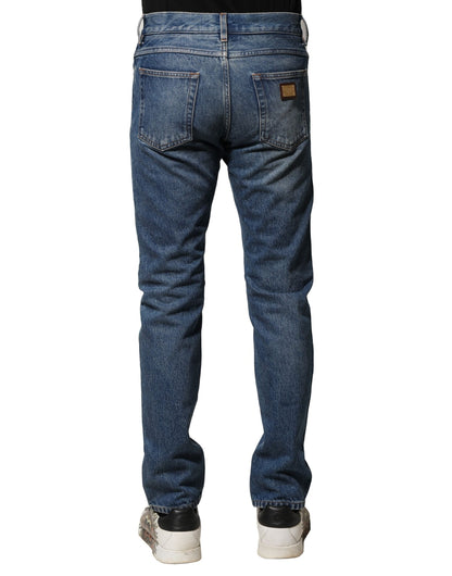 Blue Cotton Stretch Slim Fit Men Denim Jeans