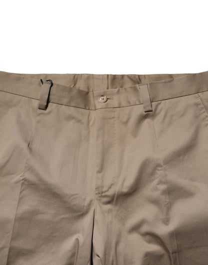 Brown Cotton Tapered Men Formal Pants