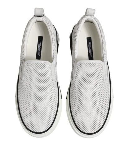 White Dotted Leather Slip On Men Sneakers Shoes