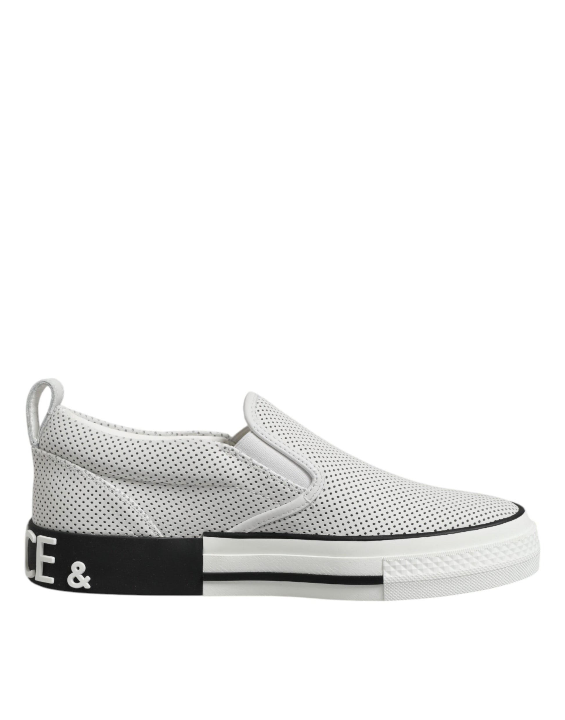 White Dotted Leather Slip On Men Sneakers Shoes