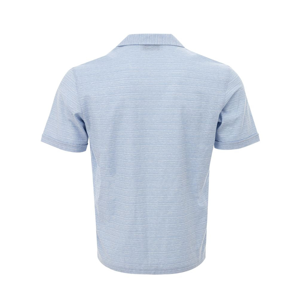 Blue Linen And Cotton Shortsleeve Shirt