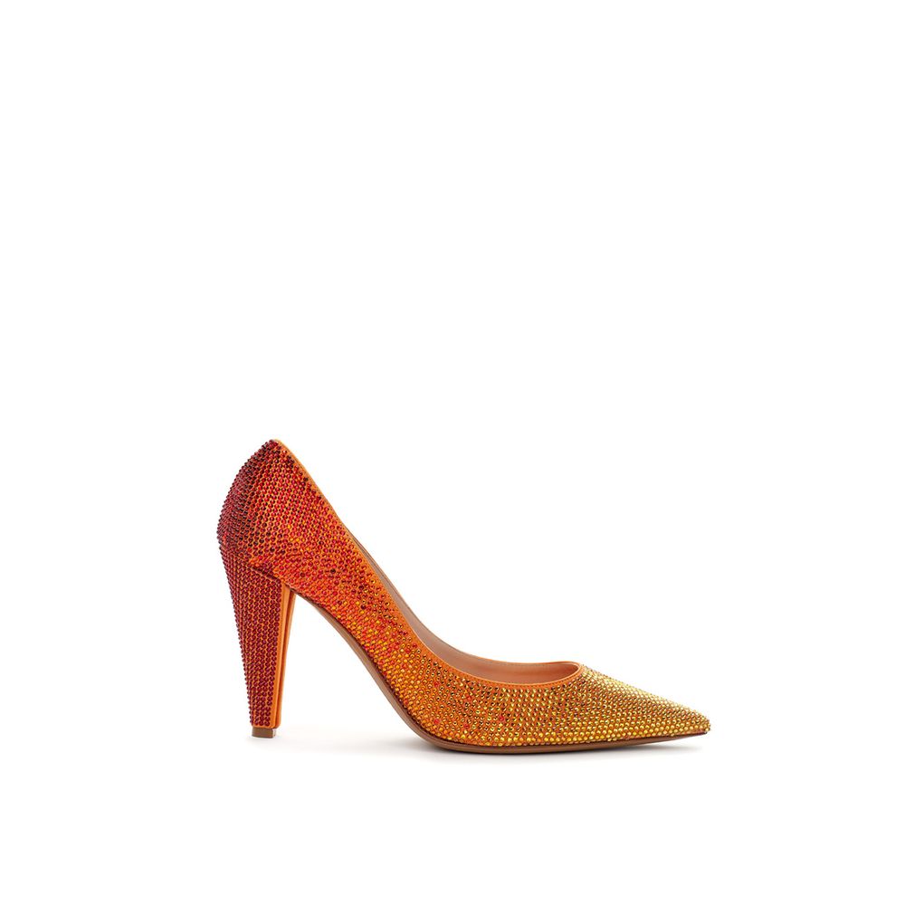 Bicolor Leather And Satin  High Heel Pumps