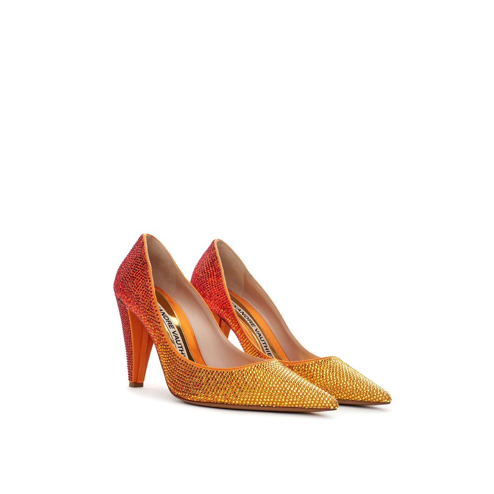 Bicolor Leather And Satin  High Heel Pumps