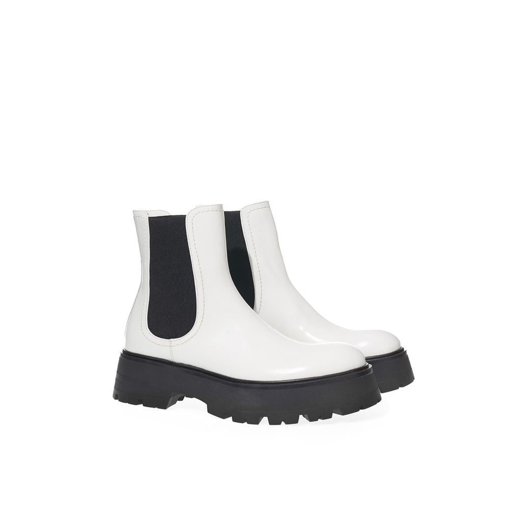 Black And White Leather Chelsea Boots