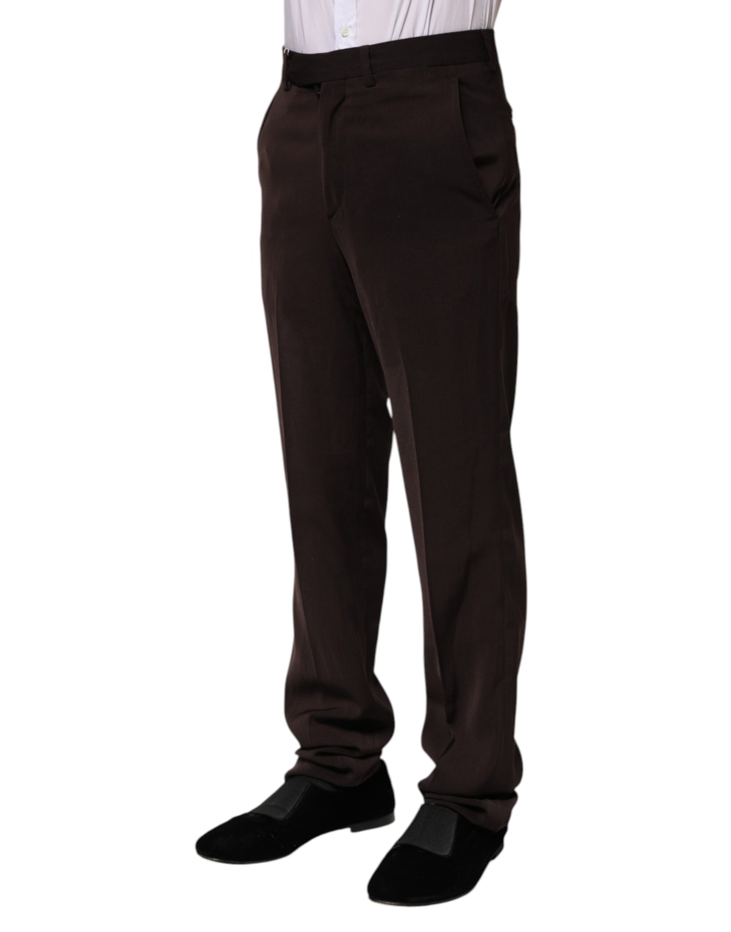 Dark Brown Mid Waist Dress Formal Pants