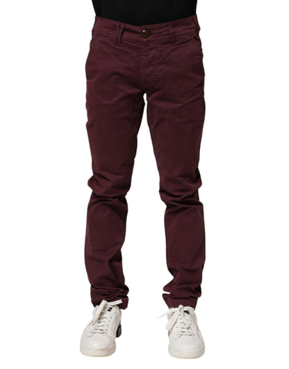 Maroon Cotton Stretch Skinny Fit Men Denim Jeans