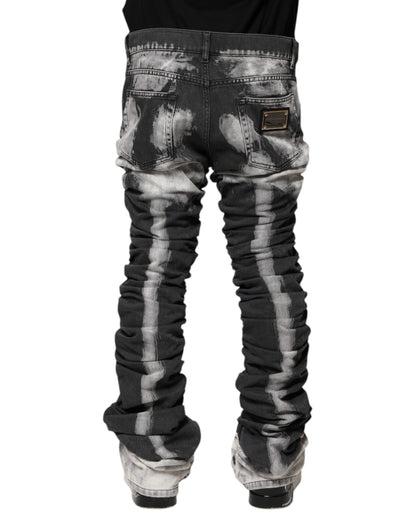 Black Tie Dye Straight Denim Jeans
