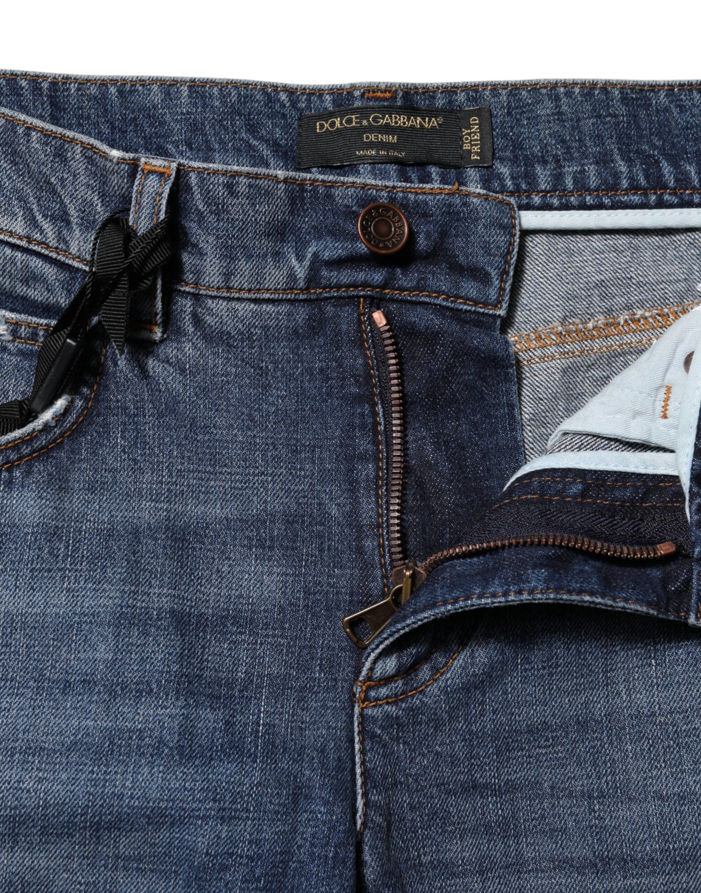 Blue Cotton Tattered Boyfriend Denim Jeans