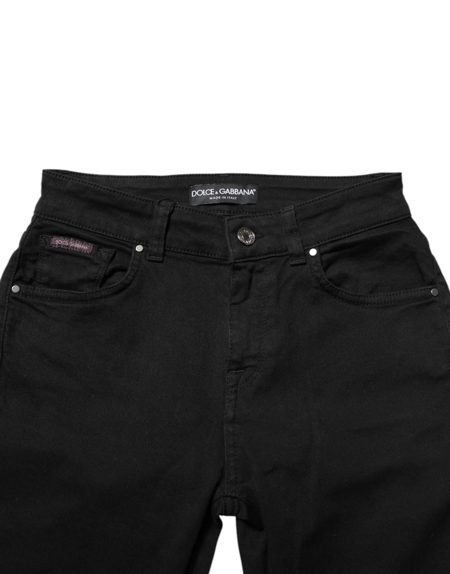 Black Skinny Cotton Mid Waisted Denim Jeans