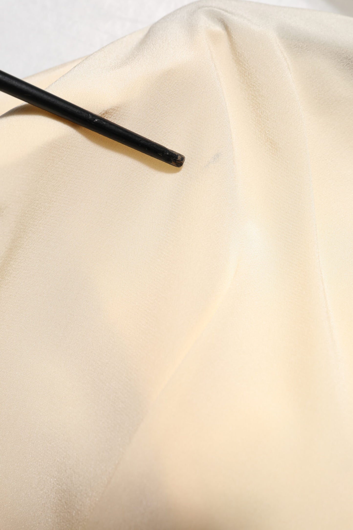 Light Yellow Silk Ascot Collared Blouse Top