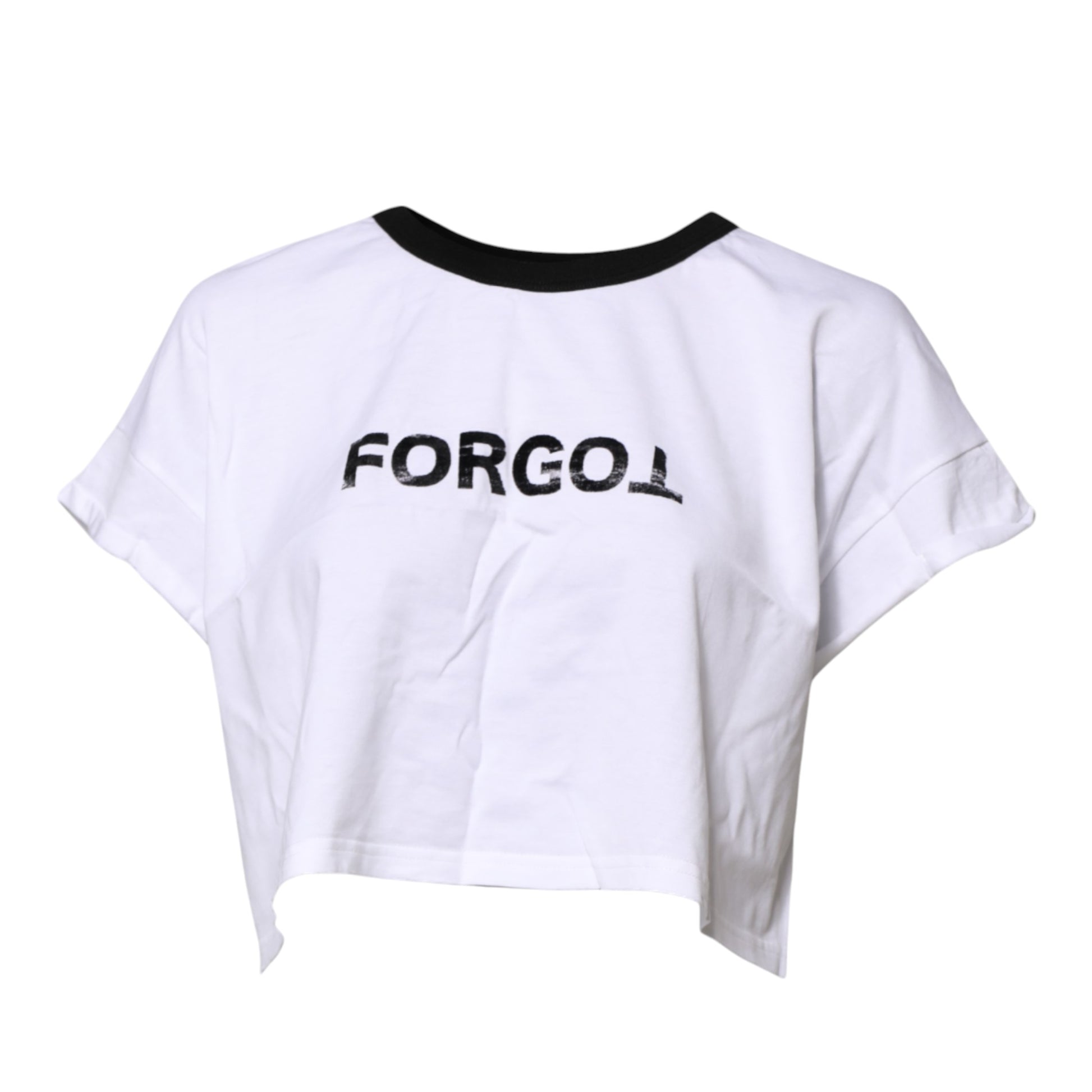 White Graphic Print Crew Neck Cropped T-shirt