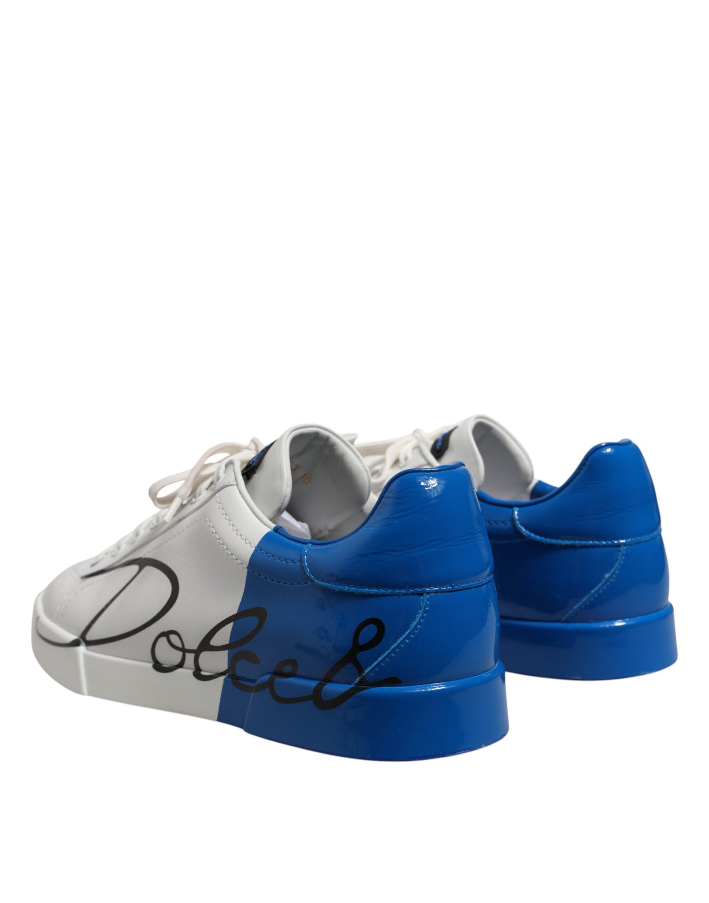 White Blue Low Top Leather Sneakers Shoes