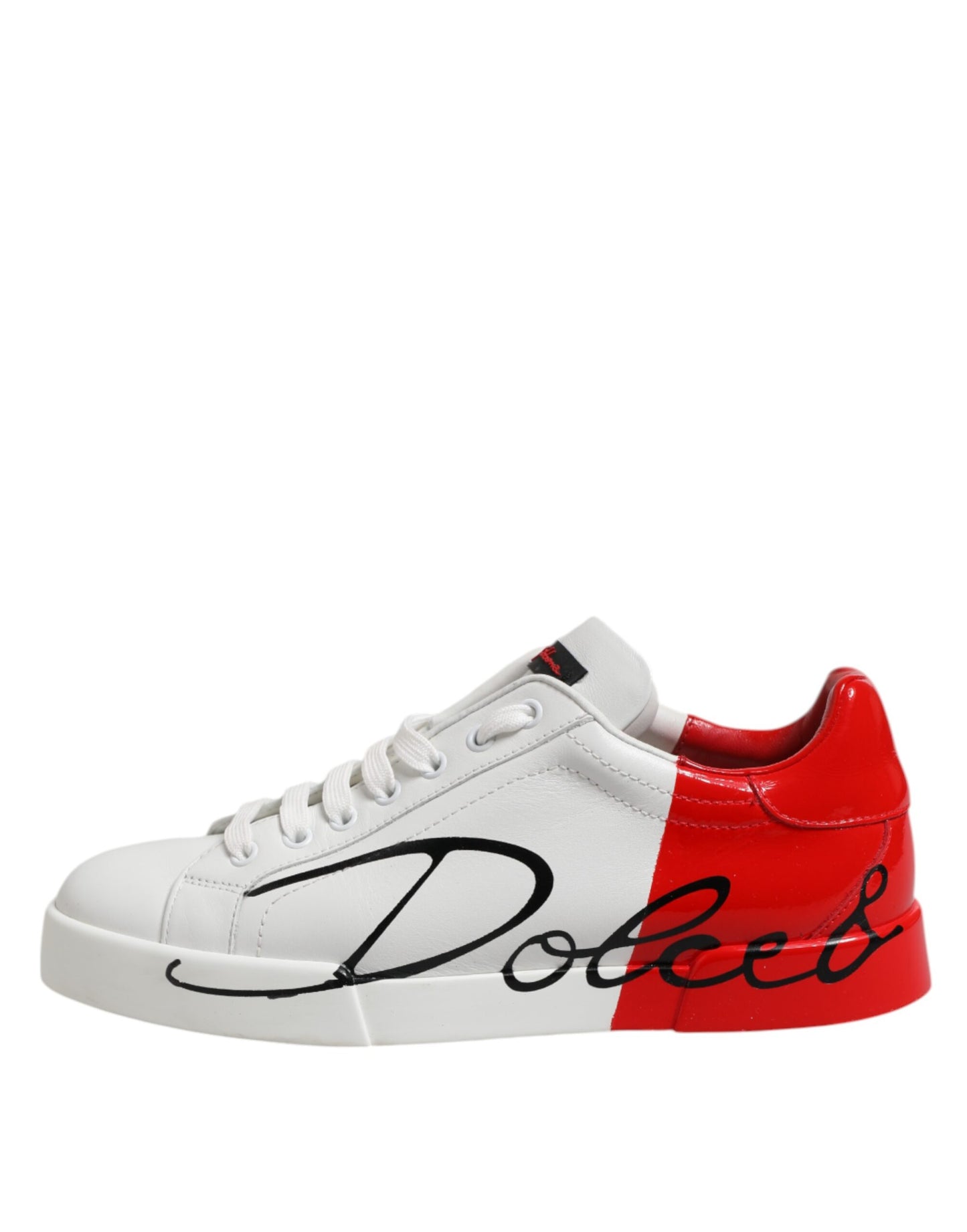 White Red Logo Low Top Leather Sneakers Shoes