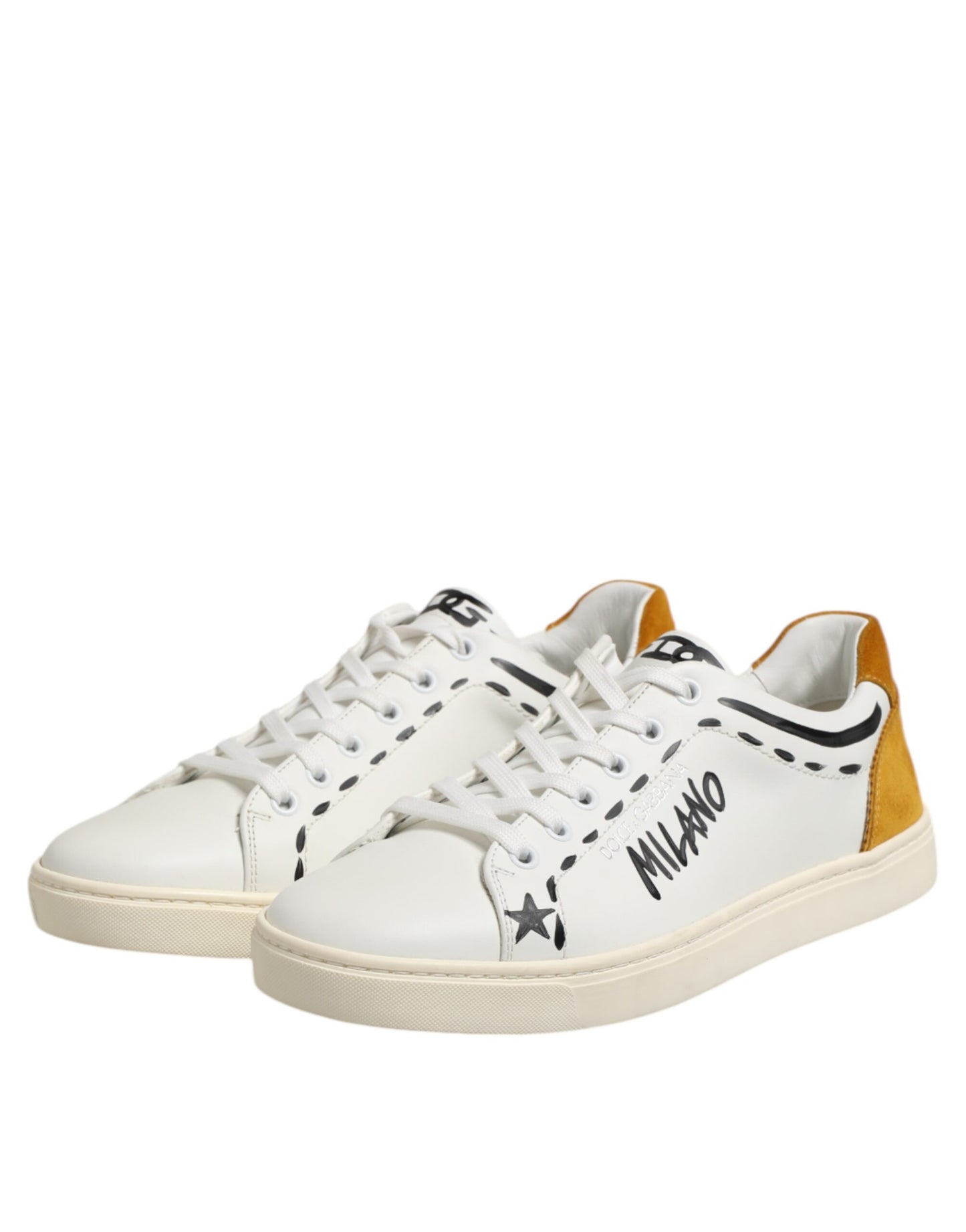 White Leather MILANO Low Top Sneakers Shoes