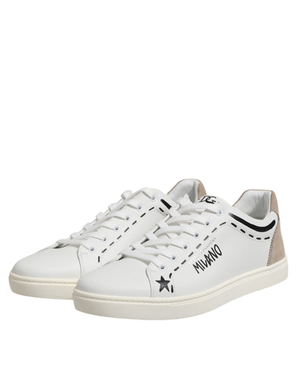 White Leather MILANO Low Top Sneakers Shoes
