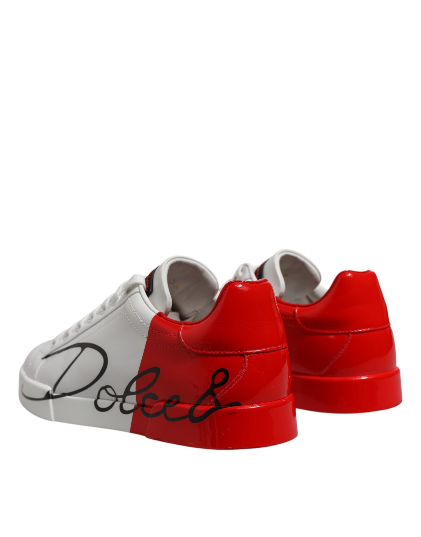 White Red Logo Low Top Leather Sneakers Shoes