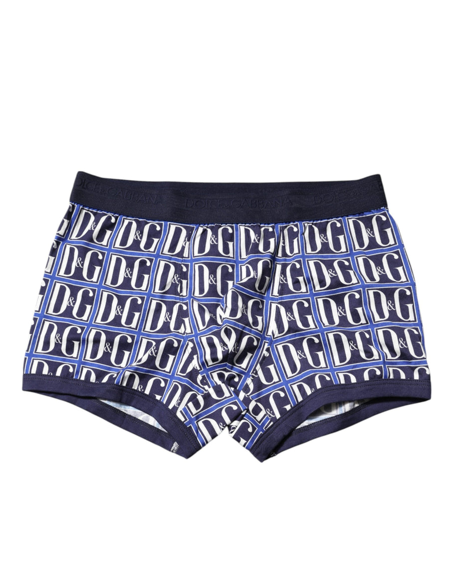 Blue Logo Print Regular Boxer Brief Underwear