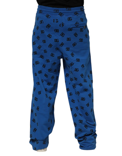 Blue Logo Print Jogger Men Sweatpants Pants