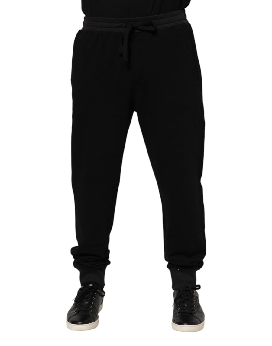 Black Cotton Crown Jogger Sweatpants Pants
