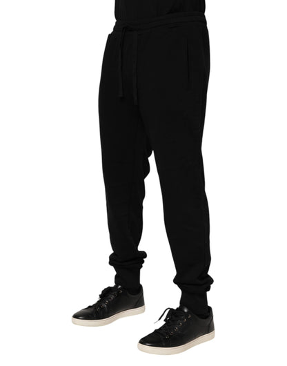 Black Cotton Crown Jogger Sweatpants Pants